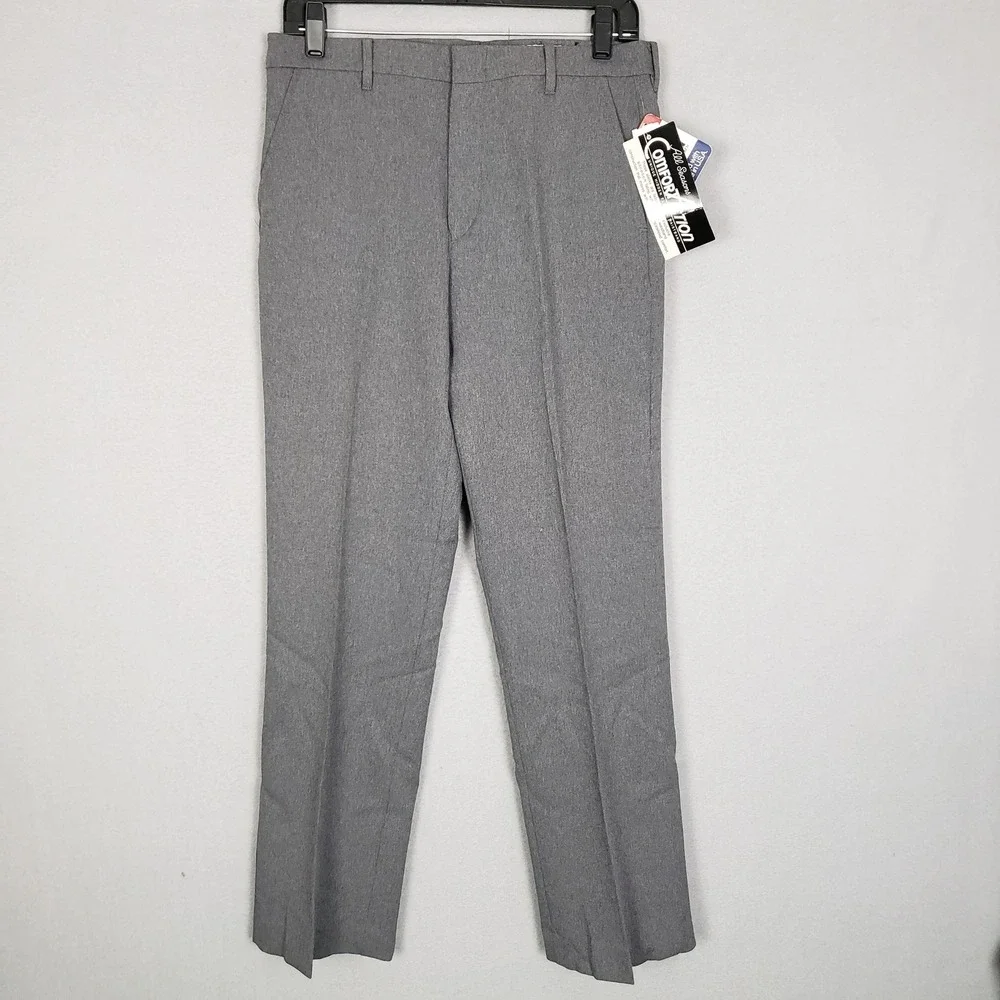 Vintage Milliken Dress Pants Gray Action Suit Elastic Waist 30x30 Deadstock NWT